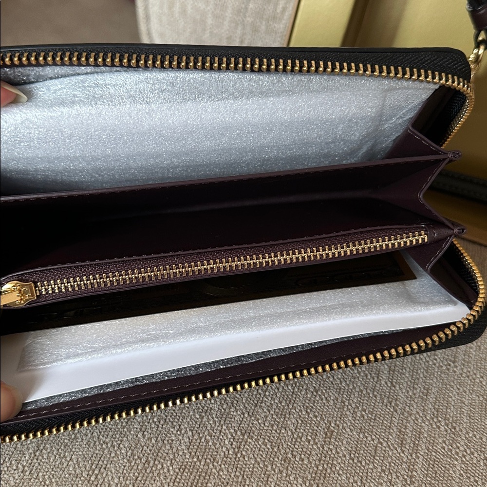 Coach Black Embossed Zip Wallet - Picture 3 of 4